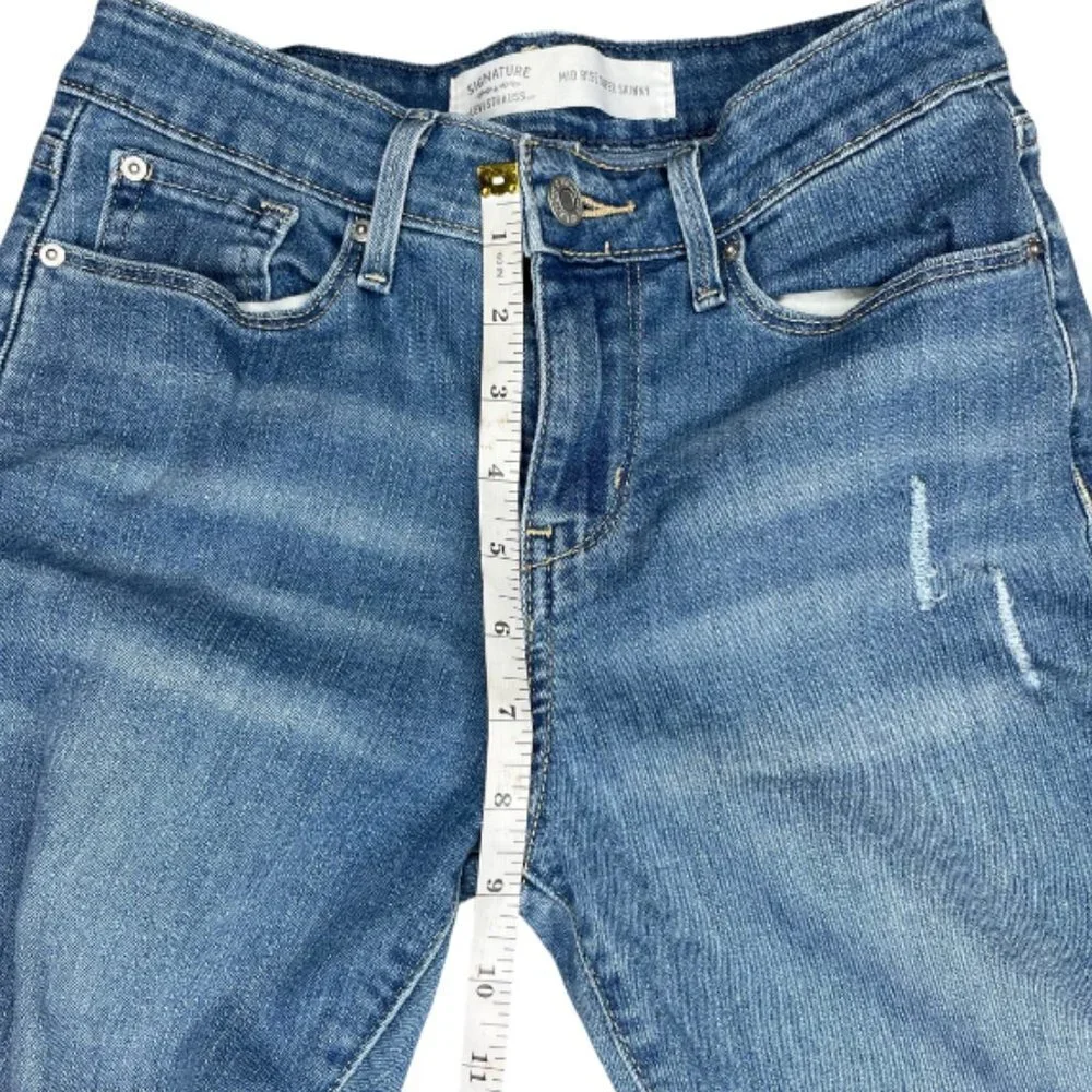 Signature by Levi Strauss Indie Sleaze Distressed Mid Rise Super Skinny Jeans 26